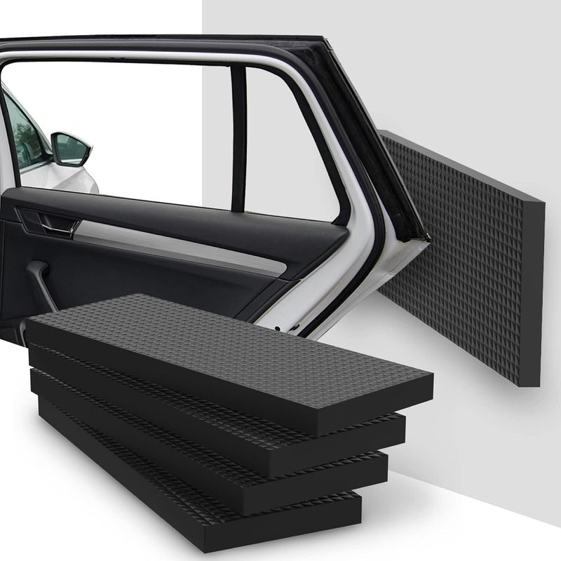 Fosmon Garage Wall Protector for Car Doors (4 Packs), 3/4" Ultra Thick Garage Wall Bumper Guard with EVA Foam (Up to 300LB Impact) and Mesh Self Adhesive Padding for Warehouse Parking Assist- Black - Image 1